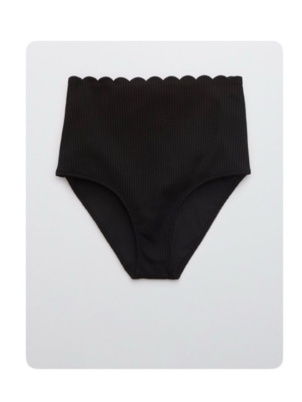 aerie Black Scallop-Trim Triangle Bikini Top and Bottom - Picture 9 of 9